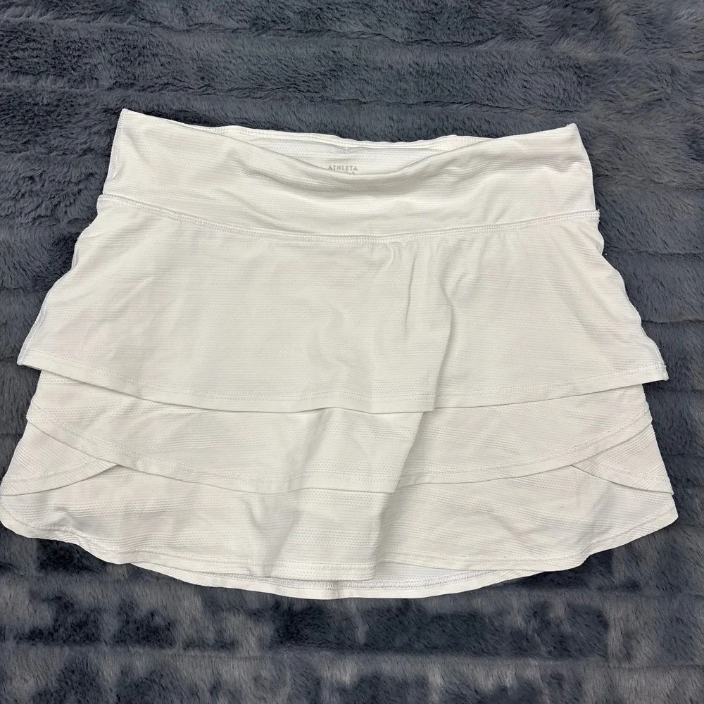 Athleta Girl Swing Skort White Tiered Athletic Skirt Kids Size L 12